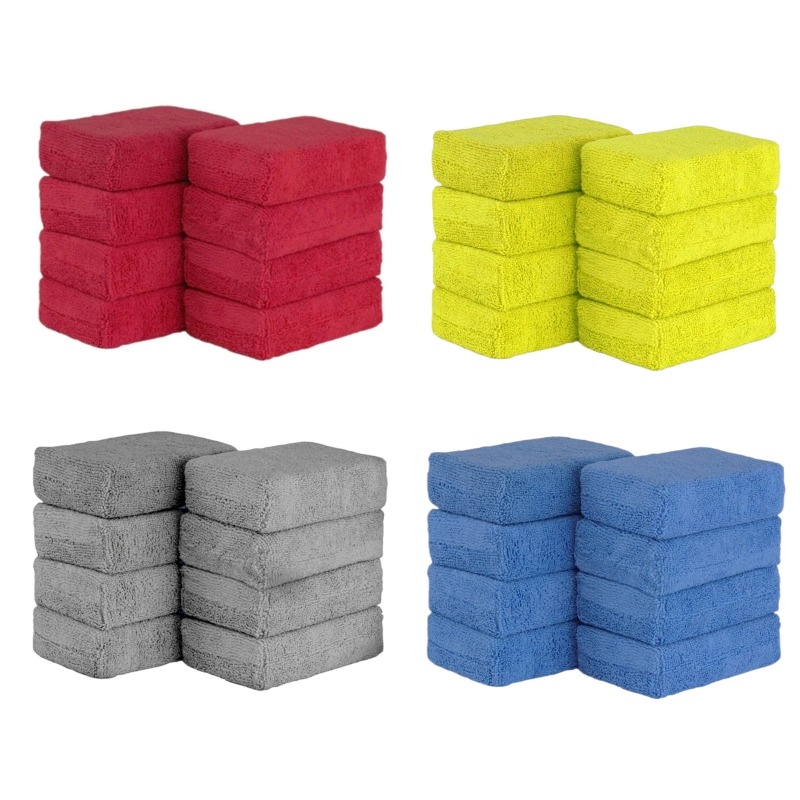 Wax Applicator Pad - แผ่นฟองน้ำไมโครไฟเบอร์สำหรับลงแว็กซ์รถยนต์ 8 ชิ้น รูปทรงสี่เหลี่ยมผืนผ้า นุ่ม สำหรับขัดเคลือบสีรถยนต์